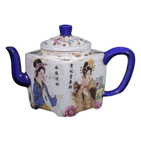 Chinese Yixing Zisha Clay Teapot Oriental Lovely Gongfu Tea Set Sculpture Figurine Quadrangular Form Shaped Vessel Container