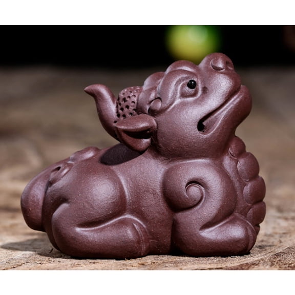 Chinese Yixing Zisha Pottery Tea Pet Pixiu Beast Animal Sculpture Statue