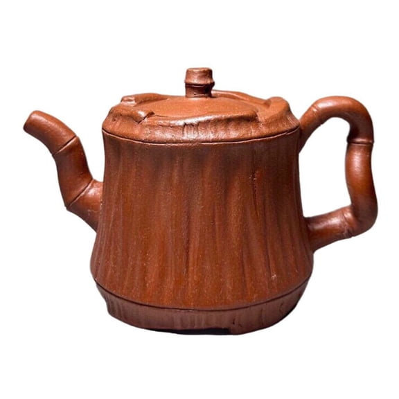Chinese Yixing Zisha Teapot Teapots Green Tea Organic Tree Trunk Vessel Bionic Wood Texture Grain Embellishment Reddish Brown