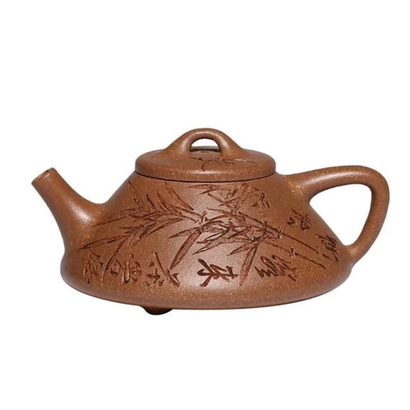 Chinese Zisha Tea Set 150ml Handmade Bamboo Leaf Pattern Tea Pot Kettle Yixing Purple Clay Stone Scoop Teapots