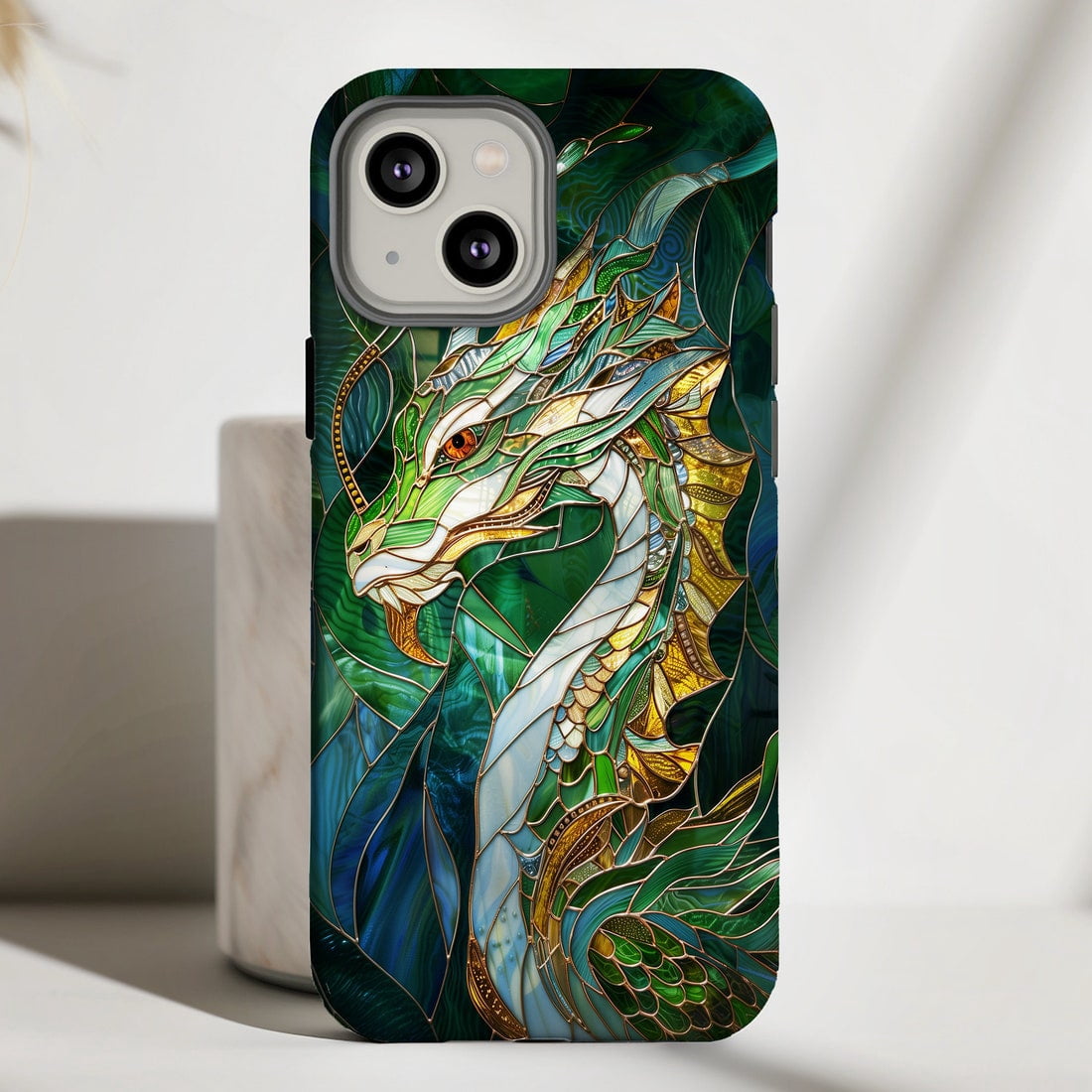 Chinese Zodiac Dragon Stained Glass Art Phone Case 17 16 15 14 13 12 11 ...