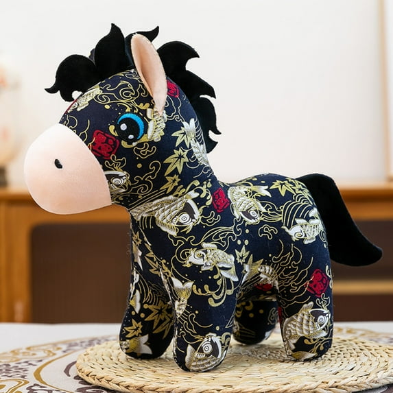 Chinese Zodiac Horse Stuffed Animal Kawaii Cute Pony Plush Toy Soft Horse Charm Christmas Gifts Lunar New Year Gift idea Home Decor Warm Plush Accessories Birthday Presents Festive Decoration