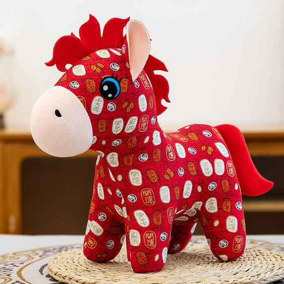 Chinese Zodiac Horse Stuffed Animal Soft Pony Plush Toy Cute Kawaii Horse Charm Christmas Gifts Lunar New Year Gift idea Home Decor Charming Birthday Presents Plush Accessories Festive Decor