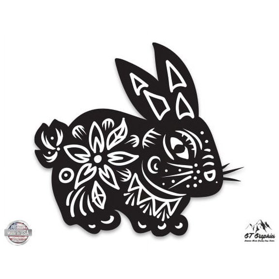Chinese Zodiac Rabbit - 3" Vinyl Sticker - For Car Laptop I-Pad Phone Helmet Hard Hat - Waterproof Decal