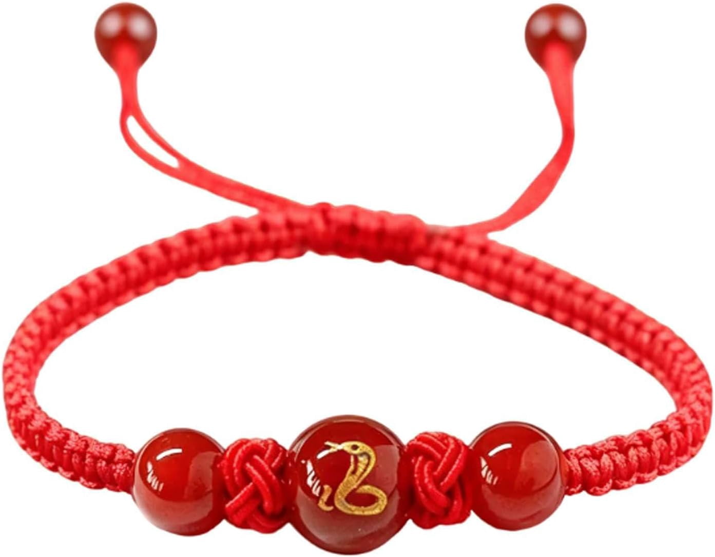 Chinese Zodiac Red String Bracelet with Engraved Red Agate Bead ...
