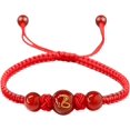 Chinese Zodiac Red String Bracelet with Engraved Red Agate Bead ...