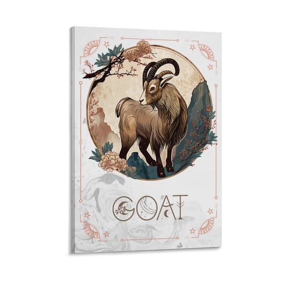 Chinese Zodiac Sign Goat Poster Painting On Canvas Wall Art Poster Scroll Picture Print Living Room Walls Decor Home Posters 08x12inch(20x30cm)