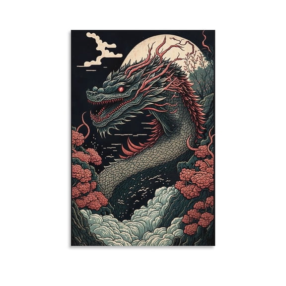 Chinese Zodiac Sign Poster Dragon Canvas Wall Art Prints Poster Gifts Photo Picture Painting Posters Room Decor Home Decorative 08x12inch(20x30cm)