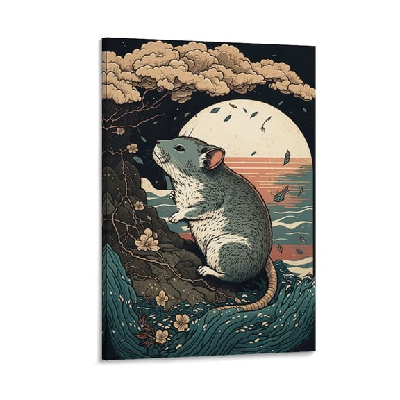 Chinese Zodiac Sign Poster Rat Canvas Art Poster and Wall Art Picture Print Modern Family bedroom Decor Posters 08x12inch(20x30cm)
