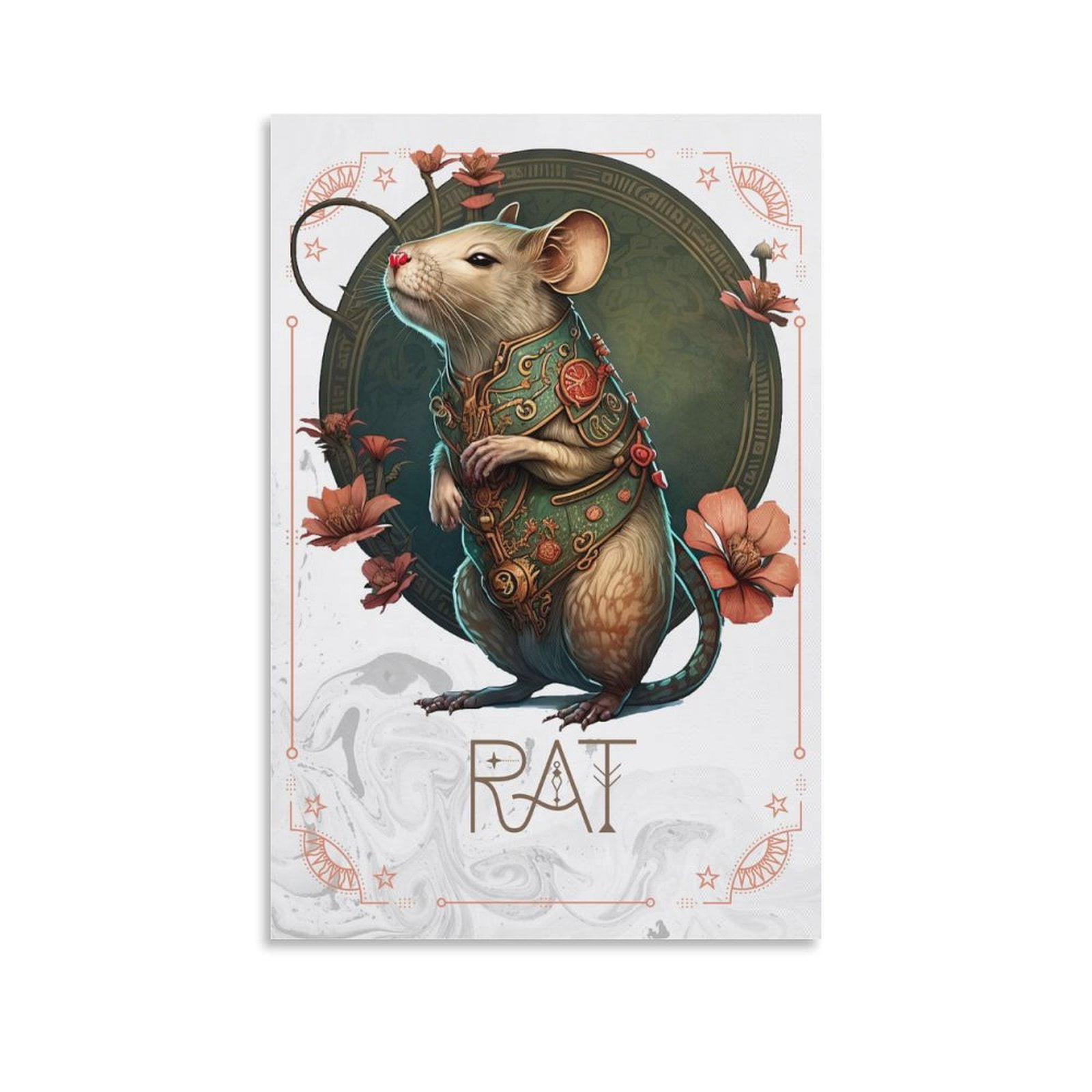 Chinese Zodiac Sign Rat Poster Wall Art Picture Painting Poster Canvas ...