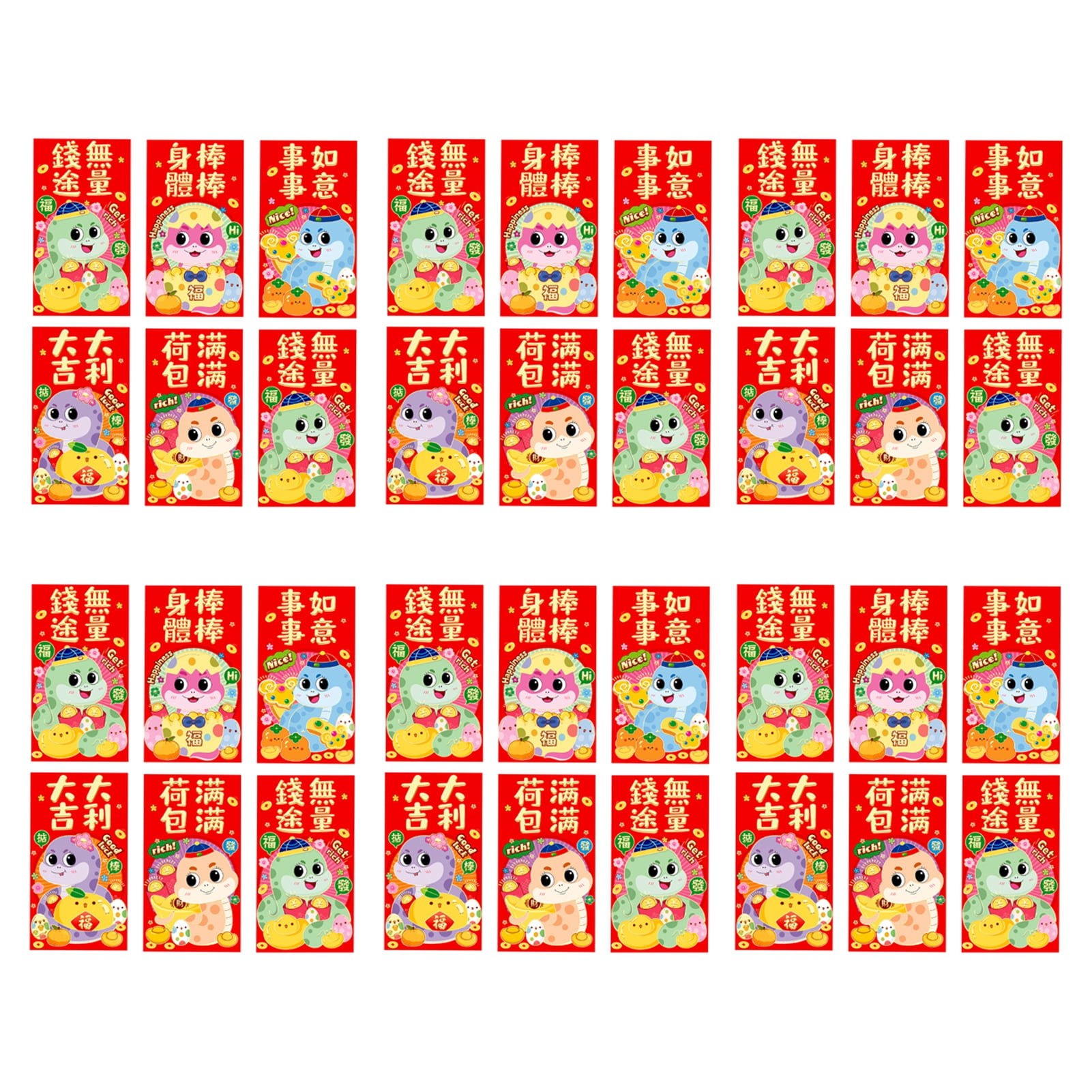 Chinese Zodiac Snake Pattern Envelopes 36 Pcs Chinese Envelopes 2025