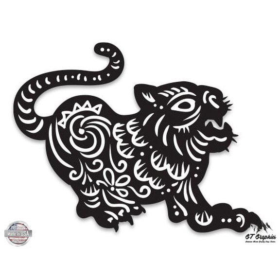 Chinese Zodiac Tiger - 5" Vinyl Sticker - For Car Laptop I-Pad - Waterproof Decal