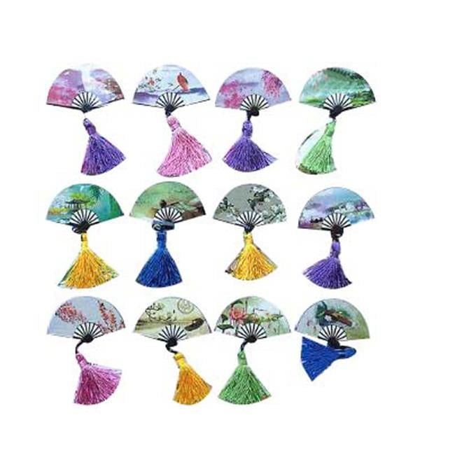 Chinese classical Creative fan Bookmarks Funny Office Supplies Gifts, Set of 12