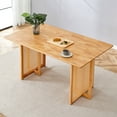 thumbnail image 1 of Chinese country retro solid wood dining table, simple modern imitation rattan dining table, wooden dining table, desk. Suitable for dining room, living room, office, 1 of 9