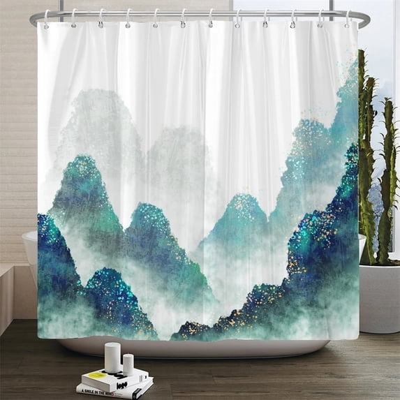Chinese landscape Shower Curtains Bathroom Polyester Waterproof Shower Curtain Ink painting Printing Curtain for Bathroom Shower
