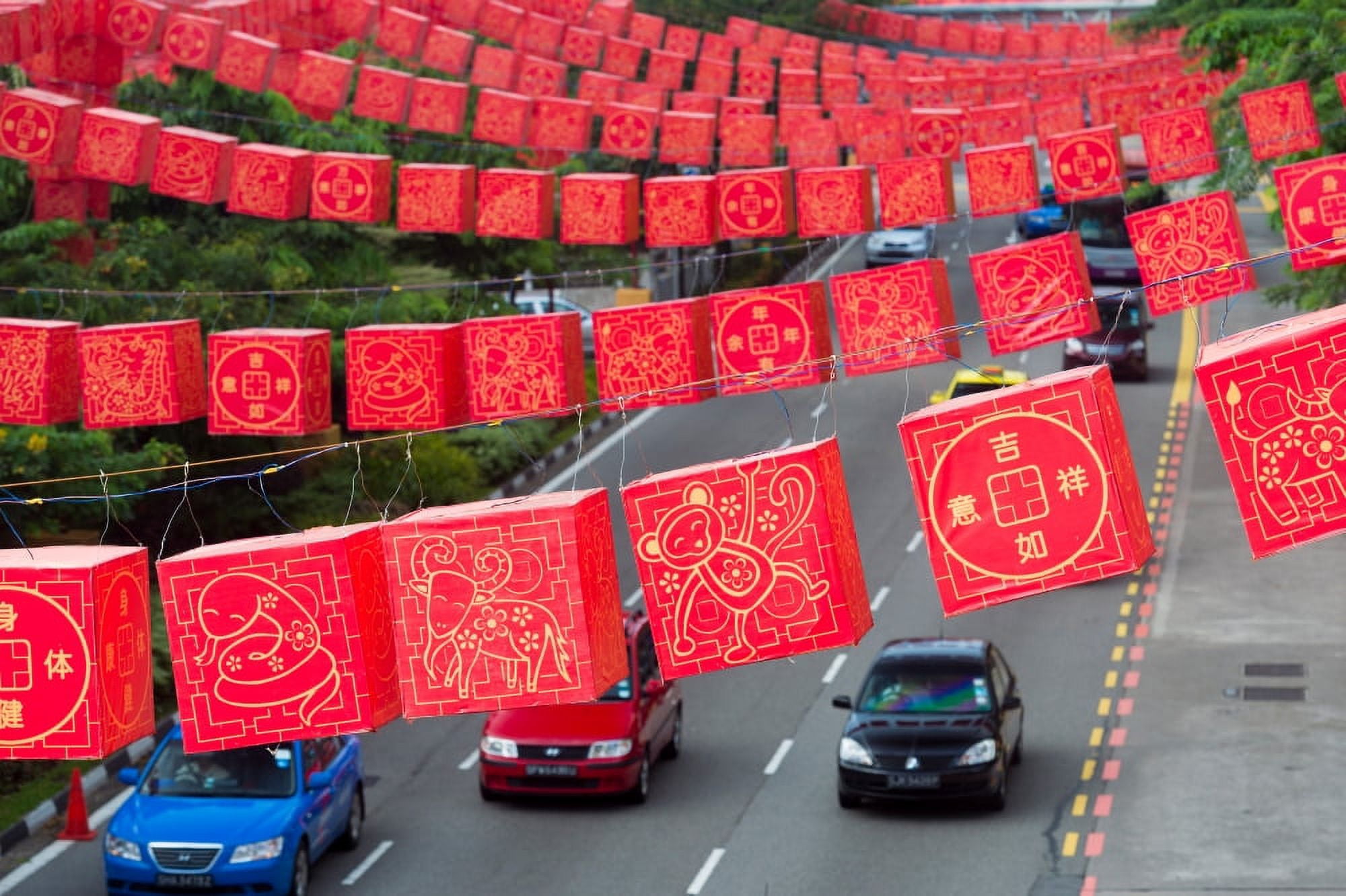 Chinese lanterns hanging during Chinese New Year Chinatown Singapore Canvas Art - Panoramic Images (27 x 9)