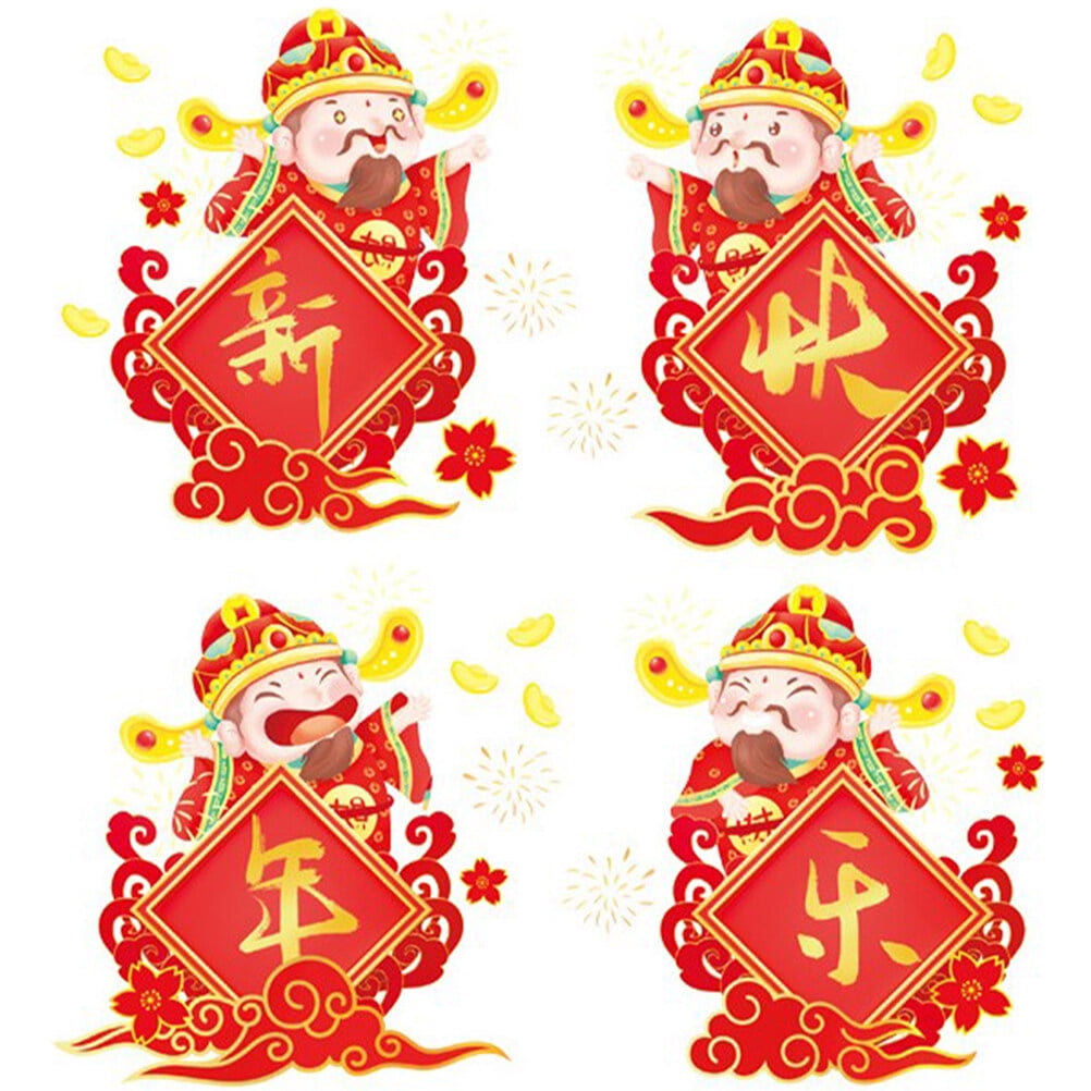 Chinese new year sticker 1 Sheet New Year Door Sticker Spring Festival Glass Window Sticker Home