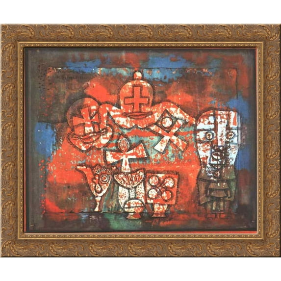 Chinese porcelain 24x20 Gold Ornate Wood Framed Canvas Art by Paul Klee