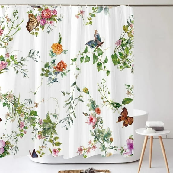 Chinese style Flower and Bird Bath Curtain Waterproof Fabric Shower Curtains Ink painting Bathtub Screen for Bathroom Home Decor