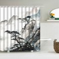 thumbnail image 1 of Chinese-style Ink landscape Printed Fabric Shower Curtains Waterproof Bathroom Curtain 180X180cm Bathroom Decor with 12, 1 of 5