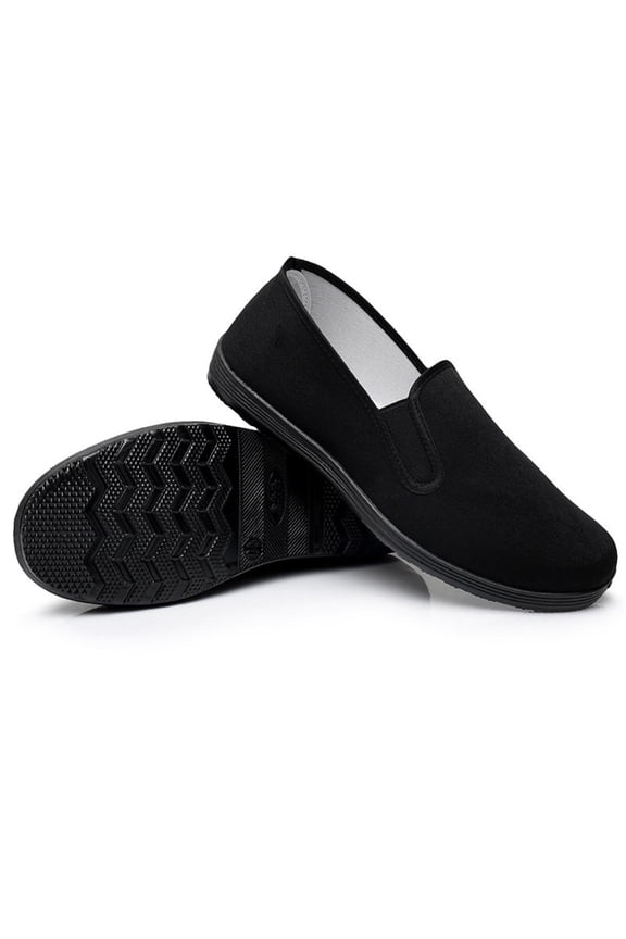 Chinese style Slippers Kung Fu Martial Arts Tai Chi shoes Rubber sole Unisex All Black Size Men 9.5/Women 10.5