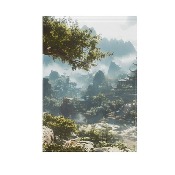 Chinese-style Temple in Mountains Garden Flag 12X18 Double Sided Yard Flags for Outside Outdoor All Seasonal Decoration