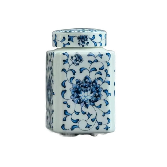Chinese style ceramic tea caddy, Jingdezhen Chinese style porcelain, tea storage, for tea, coffee, spices and sweets