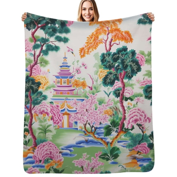 Chinese style pattern color Soft Blanket Travel Bedding Throws Flannel Bedspread Sofa Bed Cover