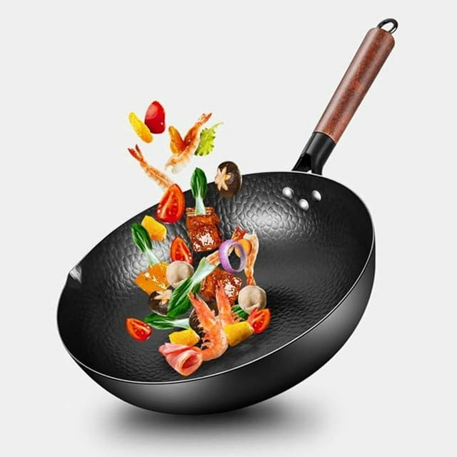 Coach & Couch Inc 12.59Inch round wok pan Cast Iron/Carbon Steel Stir