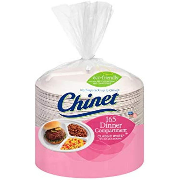 Chinet 10-3/8 Dinner Compartment Plates - 165 Count