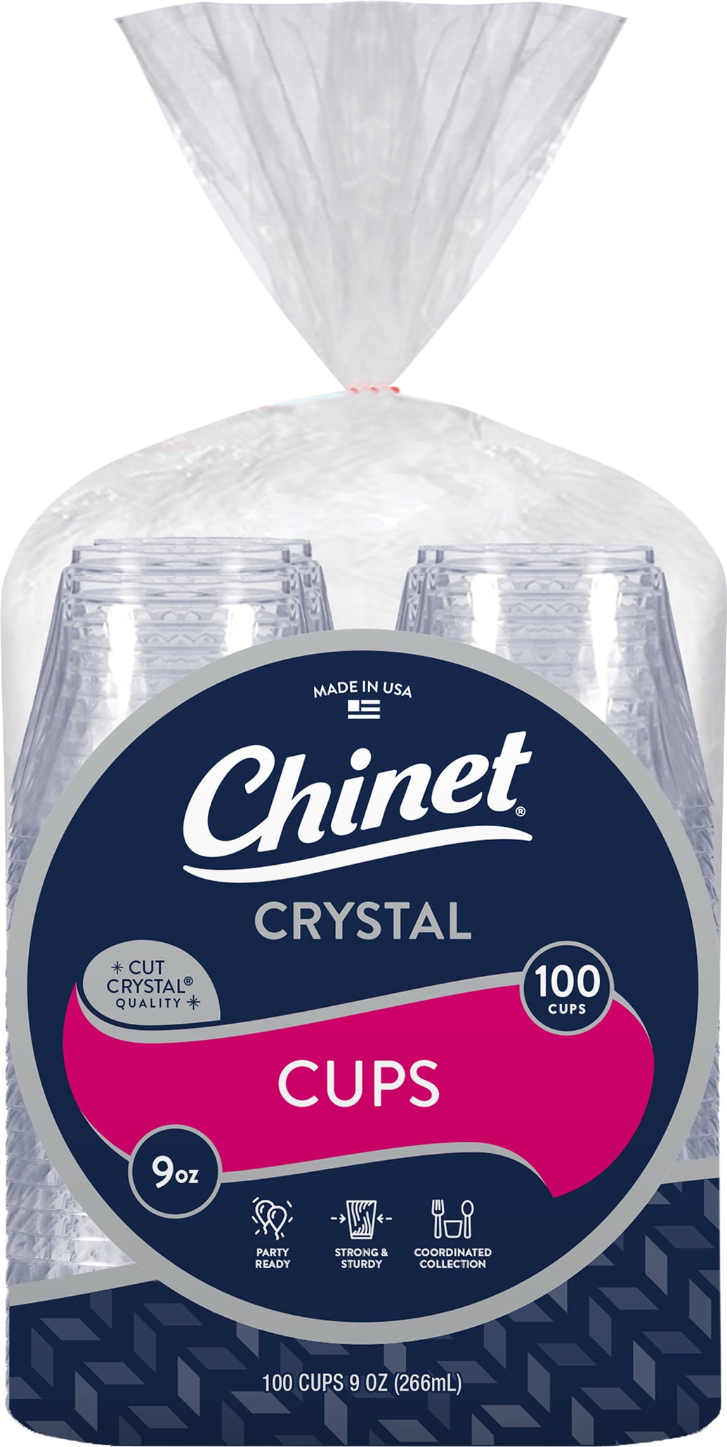 Chinet Cups, Crystal, 9 Ounce - 100 cups