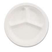 9.25 in. Dia 3-Compartment Paper Plate - White 500/Carton