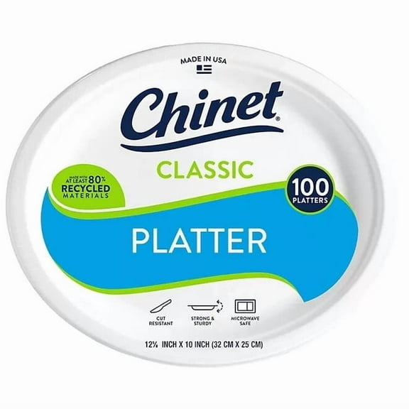 Chinet Classic 12 5/8-inch x 10-inch Paper Platter 100-Count, Disposable Plates