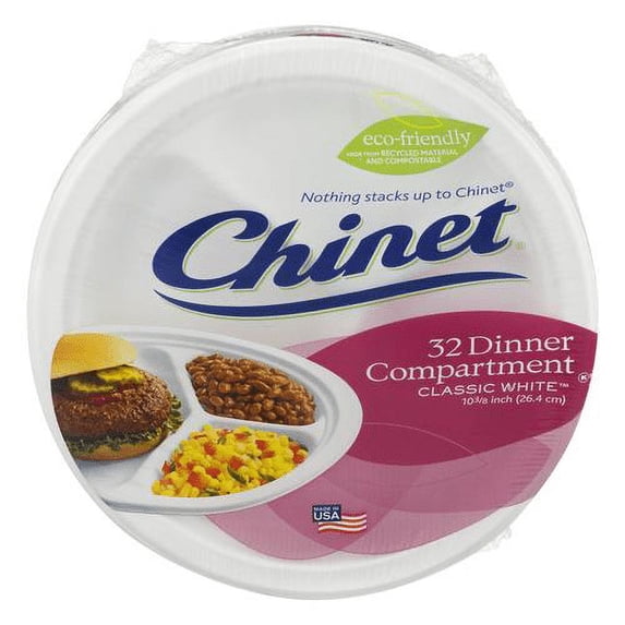 Chinet Classic Compartment Plate, White