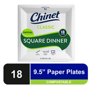 Chinet Classic Square Dinner Plate, White 9 1/2 - 18ct