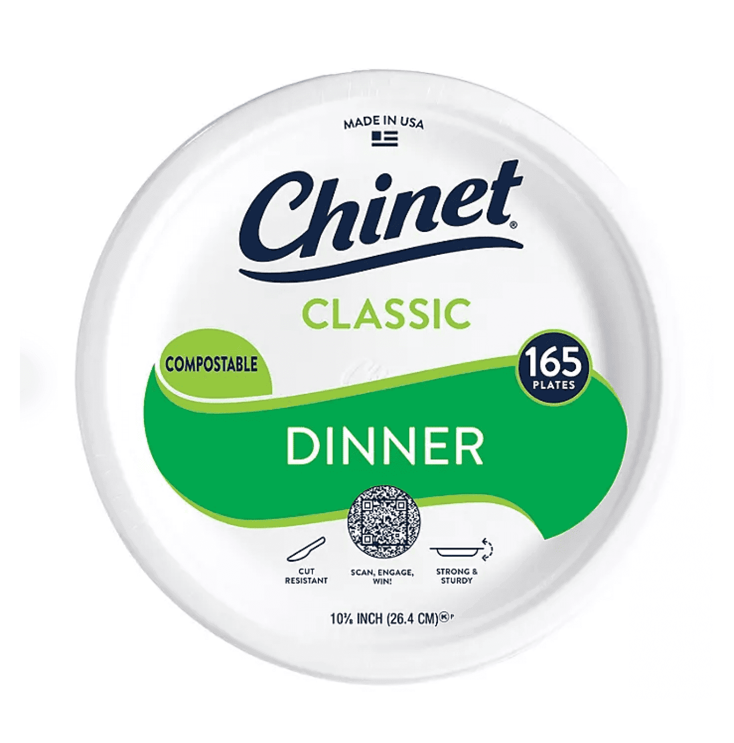 Chinet Classic Dinner Paper Plates, 10.375", 165 ct.
