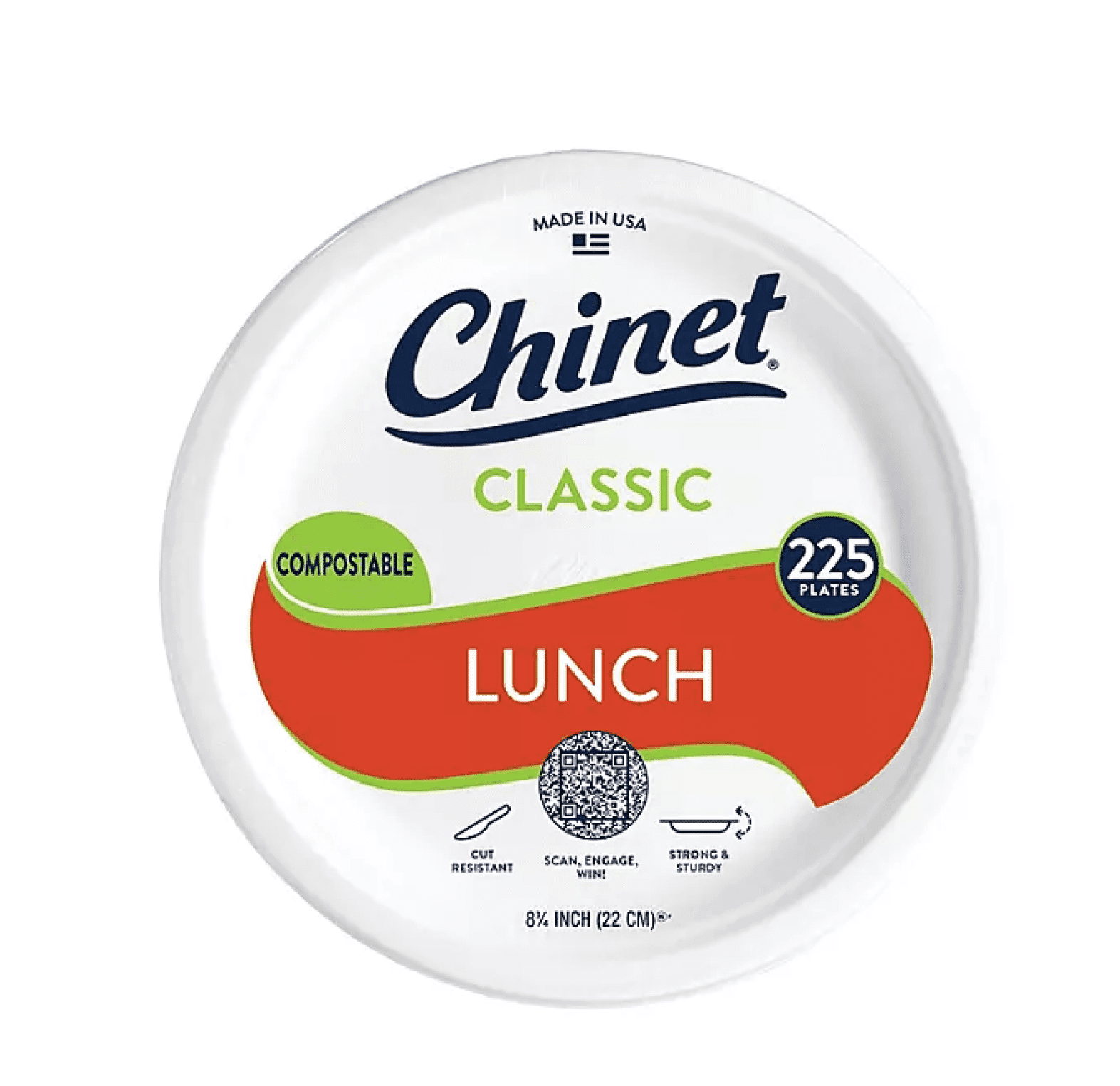 Chinet Classic Lunch Paper Plate, 8.75", 225 ct.