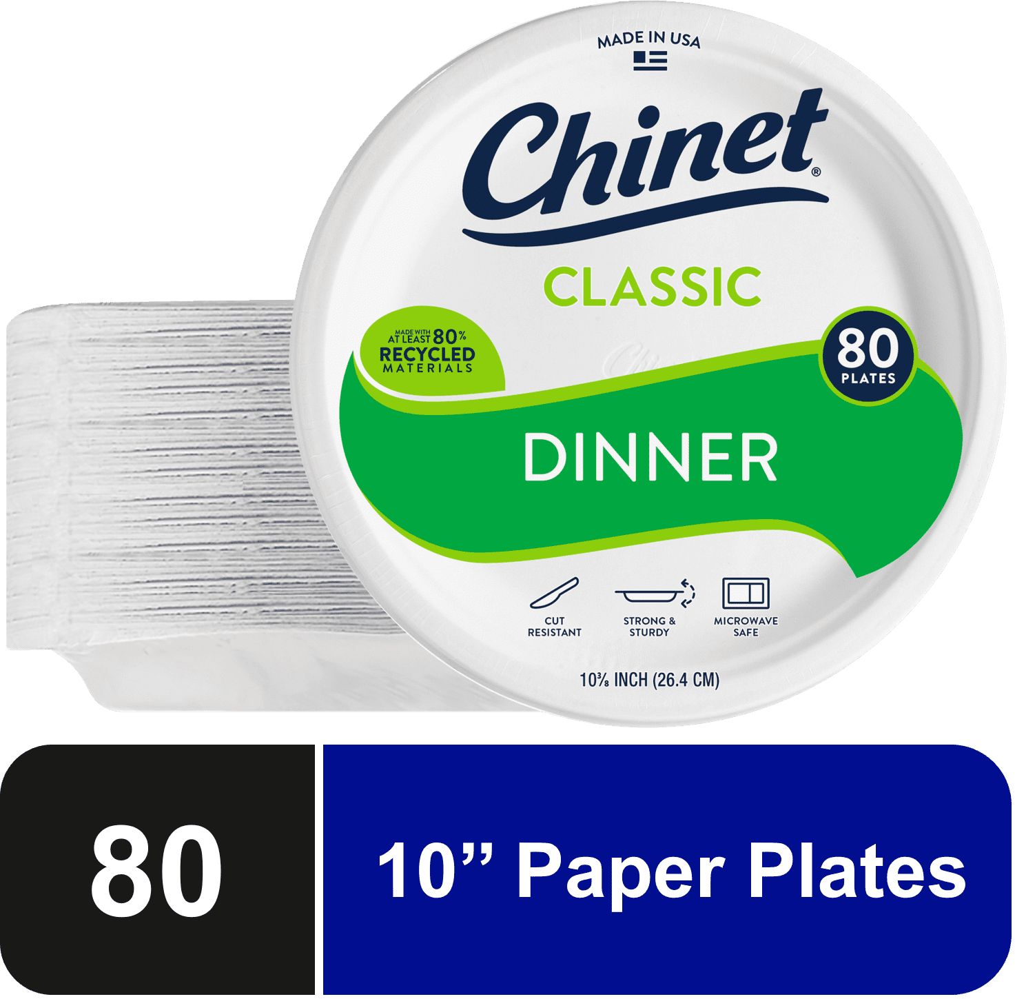 Chinet Extra Strong Classic White Paper Dinner Plates Premium Disposable 10 3 8