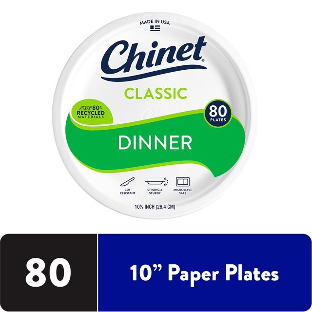 Classic Premium Disposable Paper Dinner Plates, White, 10 3/8