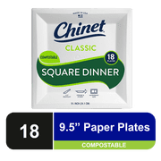 Chinet Classic Square Dinner Plate, White 9 1/2" - 18ct