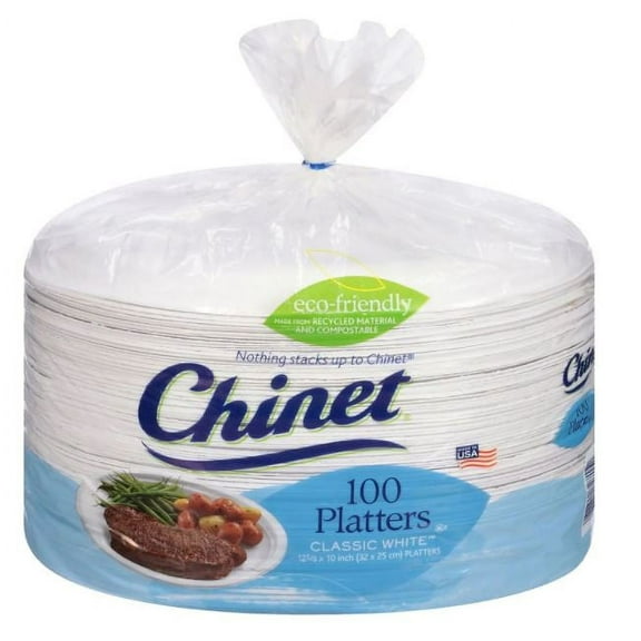 Chinet Classic 12 5/8-inch x 10-inch Paper Platter, 100-count