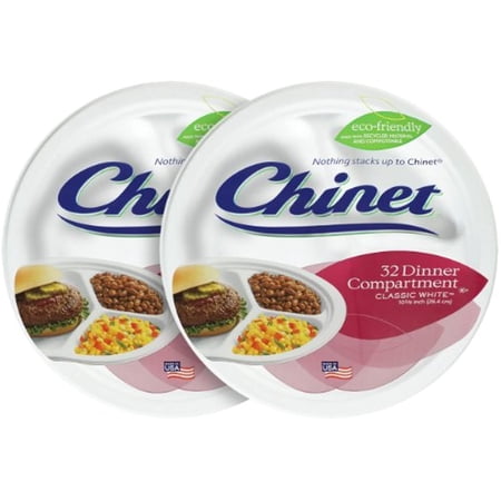 Chinet Classic White Compartment Plate - 10.375 In - 32 Ct - 2 Pk