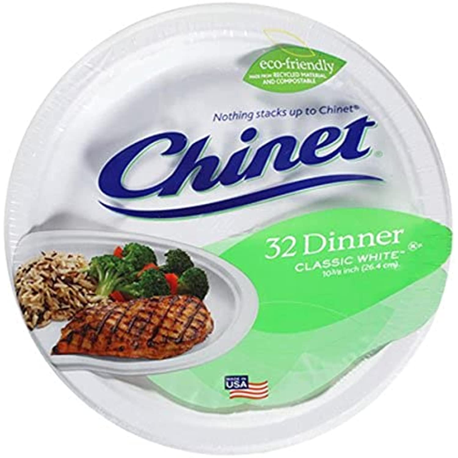 Classic White Dinner Plates, Value Pack, 32 Count
