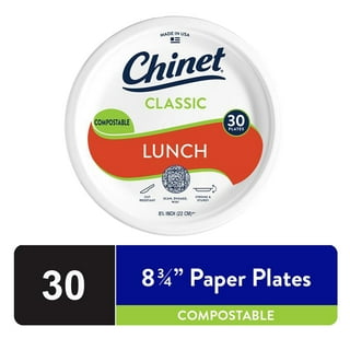 Chinet Classic Premium Lunch Paper Plates, White, 8 3/4", 60 Count