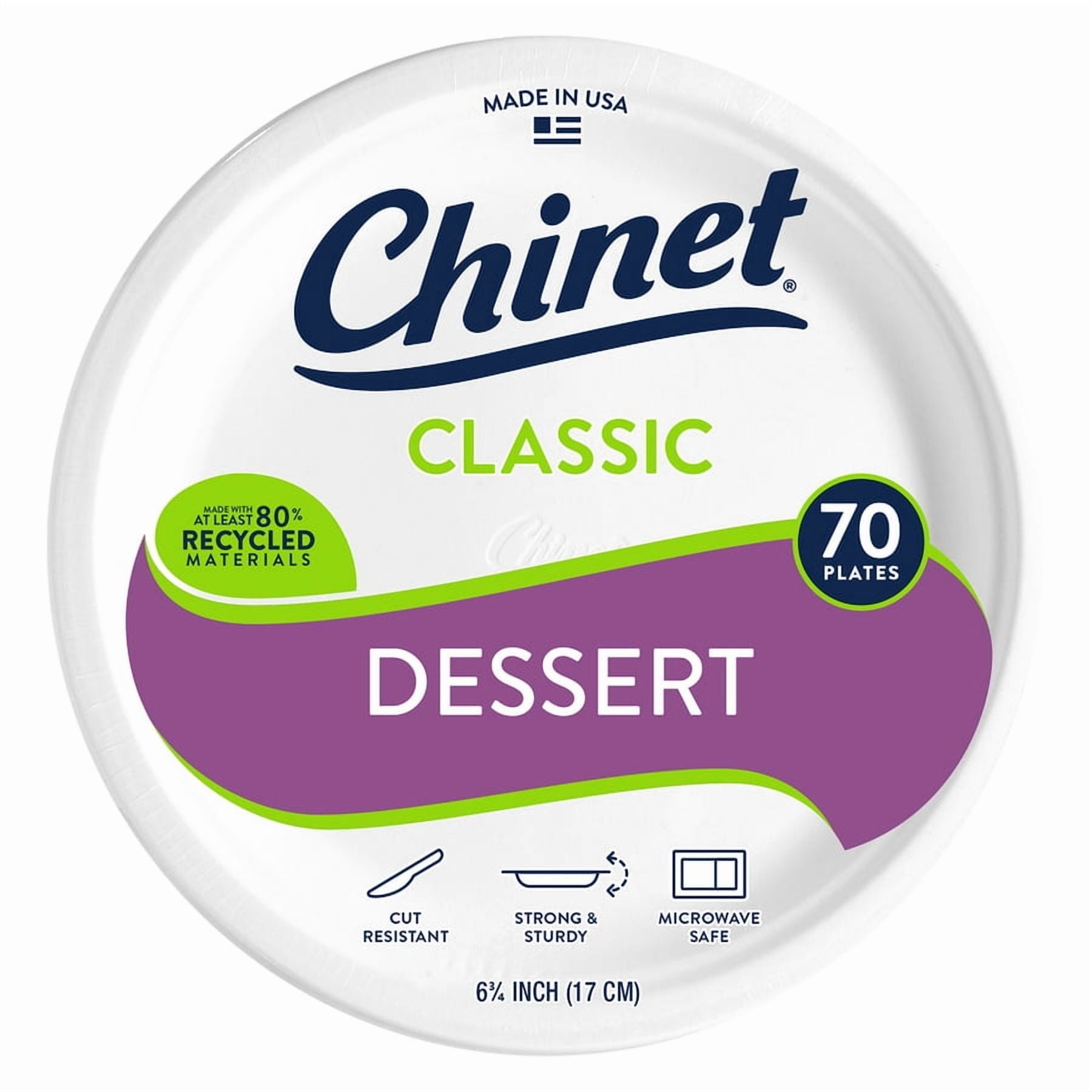Chinet Classic Dessert Plates, White, 6.75 Inches 70 Count