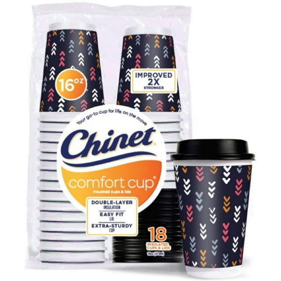 Chinet Comfort-Cup 108 Count Double-Wall Hot Cups & Lids, 16 Ounce