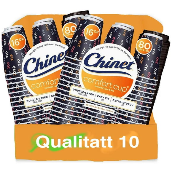Chinet Comfort Cup 16 Ounce Insulated Cups & Lids, 160 Count by Qualitatt