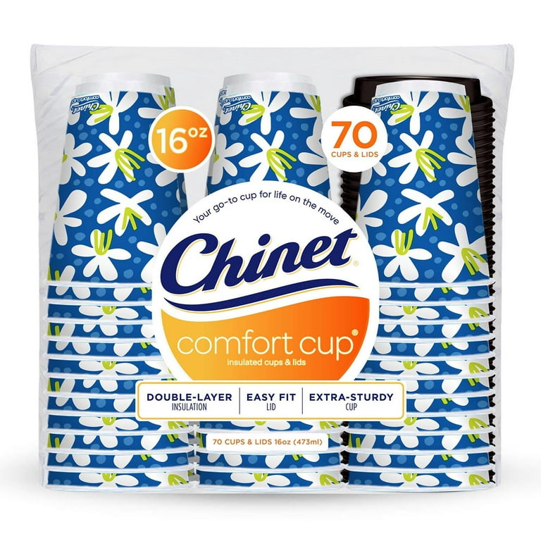 Chinet Comfort Disposable Hot Cups & Lids, 18 cups and Lids 16 oz