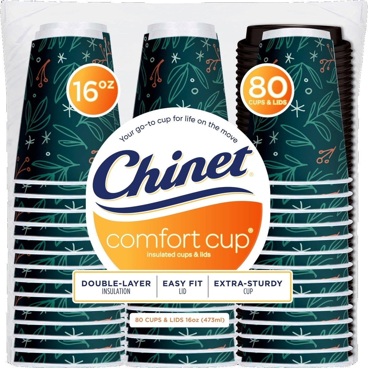 Chinet Comfort Cup Insulated Hot Cup and Lid, 16 Ounce (Pack of 80)