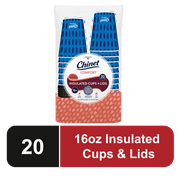 Chinet Comfort  Premium Disposable Paper Hot Cups with Lids, 16 oz, 20 Count